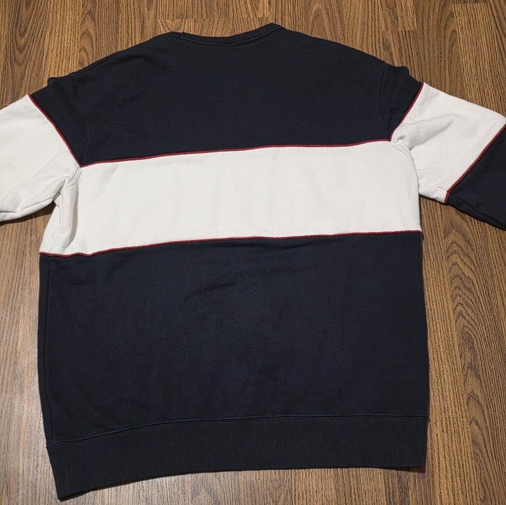 Men’s H&M L.O.G.G. Navy Blue Sweatshirt Large White Stripe Casual NASA Logo D42 - Picture 6 of 8